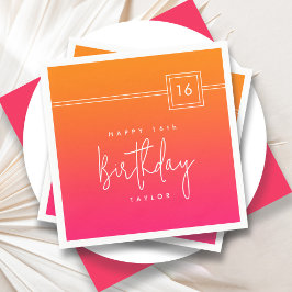 16. Geburtstag Heiß rosa Orange Farben Serviette
