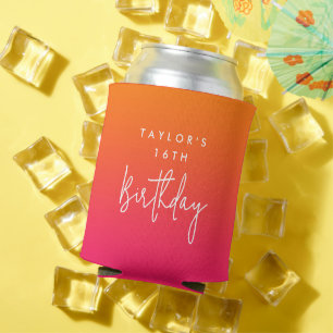 16. Geburtstag helles Hot Pink und Orange Ombre Dosenkühler