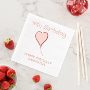 16. Geburtstag Herz Name Alter Servietten Mit Folie