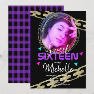 16 . Geburtstag Hip Hop Gold Ring Confetti Foto Einladung