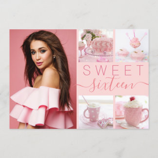 16 . Geburtstag Hübsch Blush Pink Instagram Foto Einladung
