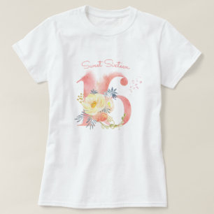 16 . Geburtstag Hübsch Floral Custom 16. Geburtst T-Shirt