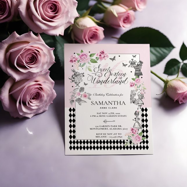 16 . Geburtstag im Wunderland Chic Blumenmarkt Einladung (Sweet Sixteen in Wonderland Chic Floral Fairytale Invitation)