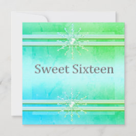 16 . GEBURTSTAG INVITATION Hellgrünes Kristall Einladung