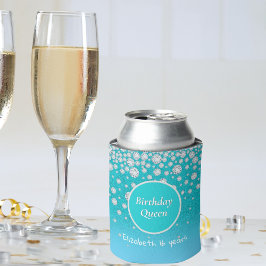 16. Geburtstag Königin Diamanten aquamarin Glitzer Dosenkühler