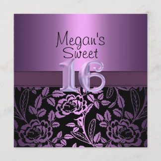 16 . Geburtstag Lila Rose Leaf Geburtstag Einladun Einladung