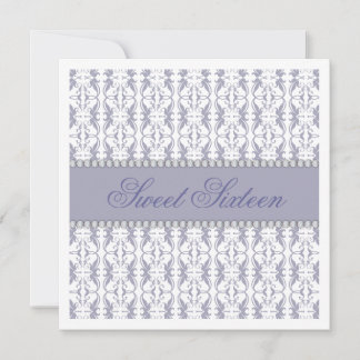 16 . Geburtstag Lila White Damask Lace Jewel Party Einladung