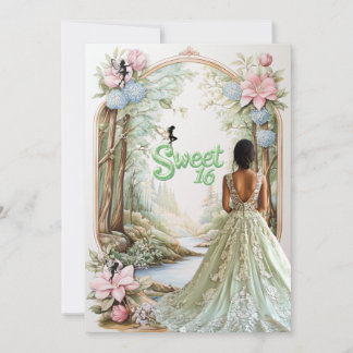 16 . Geburtstag Minze Green Dress Forest Fairies Einladung