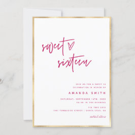 16 . Geburtstag Modern Script Imitats Gold Forelle Einladung