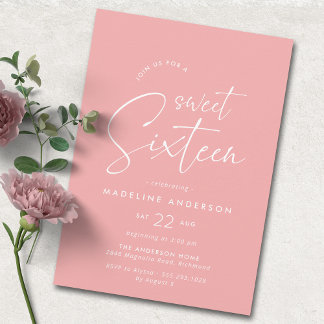 16 . Geburtstag | Modernes Girly Pink 16. Geburtst Einladung