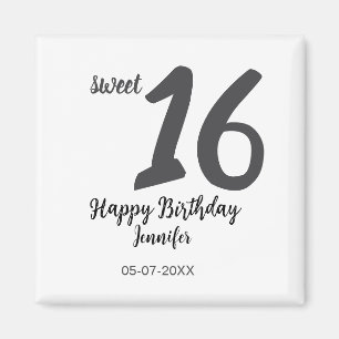 16. Geburtstag Name Datum Jahr schwarze Vorlage ge Magnet