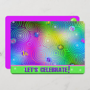 16 . Geburtstag Neon Birthday Party Einladung