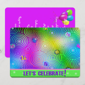 16 . Geburtstag Neon Birthday Party Einladung