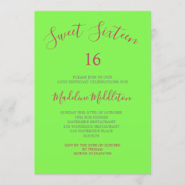 16 . Geburtstag Neon Green Foto Geburtstag Einladung
