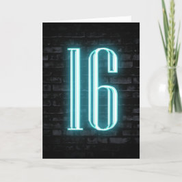 16. Geburtstag Neon Sign auf Brick Karte