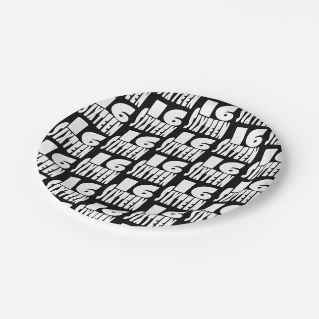 16. Geburtstag Pappteller (Schrägansicht)