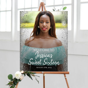 16 . Geburtstag Party Begrüßungszeichen mit Foto Poster