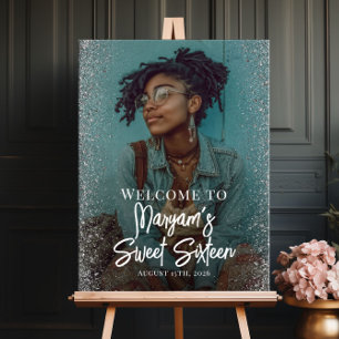 16 . Geburtstag Party Begrüßungszeichen mit Foto Poster