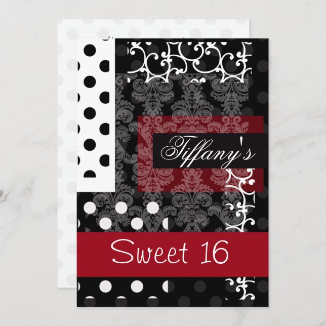 16 . Geburtstag Party Einladung (Vorne/Hinten)