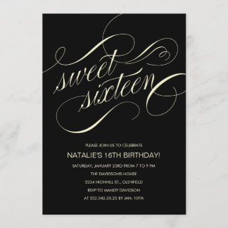 16 . Geburtstag-Party Einladungen in Schwarz und B
