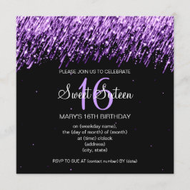 16 . Geburtstag Party Fallende Sterne Lila Einladung