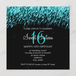 16 . Geburtstag Party Fallende Sterne Türkis Einladung