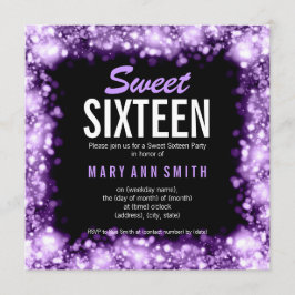 16 . Geburtstag Party Funkellicht Lila Einladung