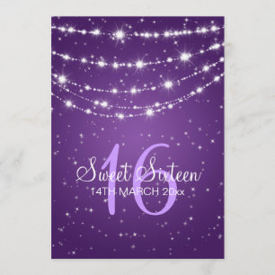 16 . Geburtstag Party-Funkkette Lila Einladung