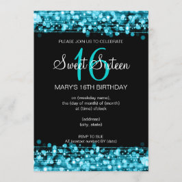 16 . Geburtstag Party Glitzern Aquamarin Blue Einladung