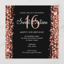 16. Geburtstag-Party-Glitzern-Rosen-Goldschwarzes