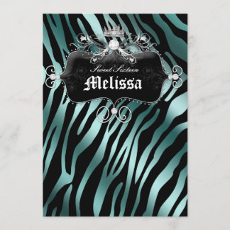 16 . Geburtstag Party Invite Zebra Aquamarin Jewel Einladung
