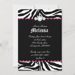 16 . Geburtstag Party Invite Zebra Pink Juwelier 3 Einladung