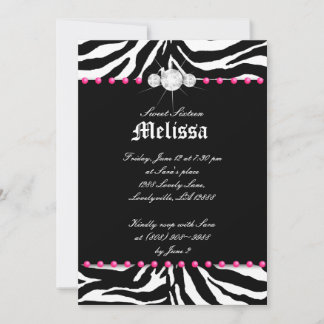 16 . Geburtstag Party Invite Zebra Pink Juwelier 3 Einladung