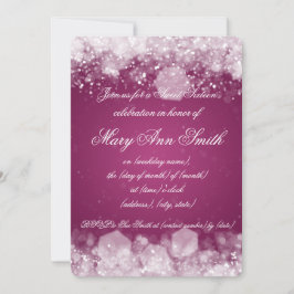 16 . Geburtstag Party Sparkling Nacht 2 Rosa Einladung