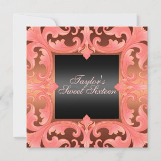 16 . Geburtstag Peach Damask Design Geburtstag Ein Einladung
