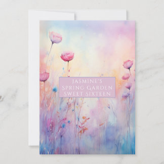 16 . Geburtstag Pink Blue Spring Flowers Einladung