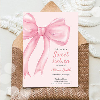 16 . Geburtstag Pink Bow Coquette 16. Geburtstag Einladung