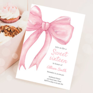 16 . Geburtstag Pink Bow Coquette 16. Geburtstag Einladung