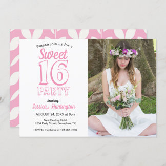 16 . Geburtstag Pink Floral 16. Geburtstag Foto Einladung