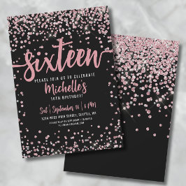 16 . Geburtstag Pink Rose Gold Glitzer 16. Geburts Einladung