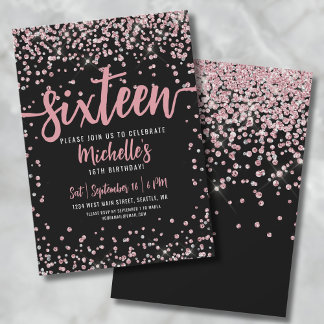 16 . Geburtstag Pink Rose Gold Glitzer 16. Geburts Einladung