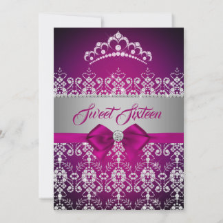 16 . Geburtstag Pink Sparkle Diamond Tiara Bow Einladung