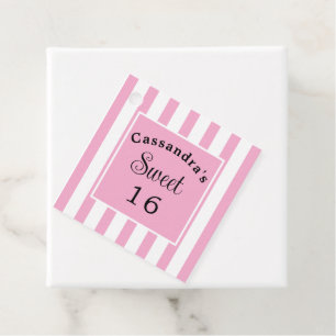 16 . Geburtstag Pink Stripe Classic Chic Geschenkanhänger