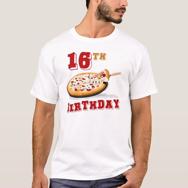 16. Geburtstag Pizza Party T-Shirt (Vorderseite)