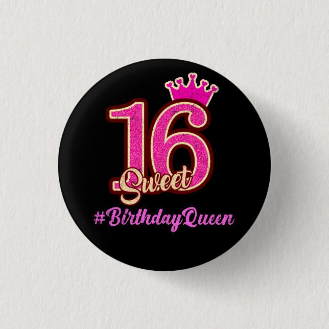 16 . Geburtstag Princess Crown, 16. Geburtstagskön Button (Vorderseite)