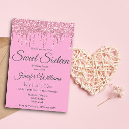 16 . Geburtstag Rosa Luxus Tropfende Glitzer Einladung