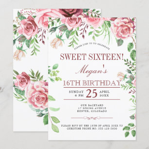 16. Geburtstag Rosa Rosen Chic Sweet Sixteen Party Einladung