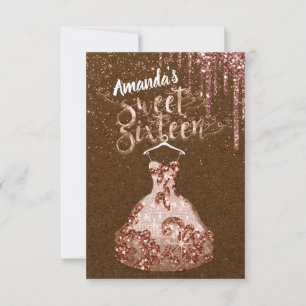 16 . Geburtstag Rose Dress Floral Princess Brown Einladung