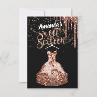 16 . Geburtstag Rose Dress Floral Princess Tropfen Einladung