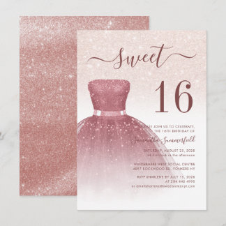 16. Geburtstag Rose Gold Glam Sechzehn Geburtstag Einladung